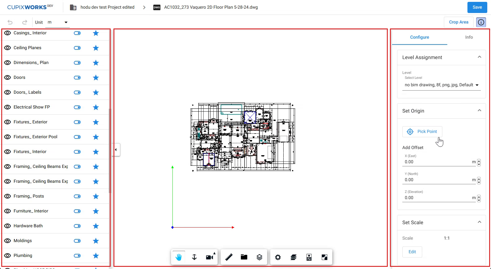 레이어 패널, 도면 캔버스, Configure 탭이 표시된 DWG Editor